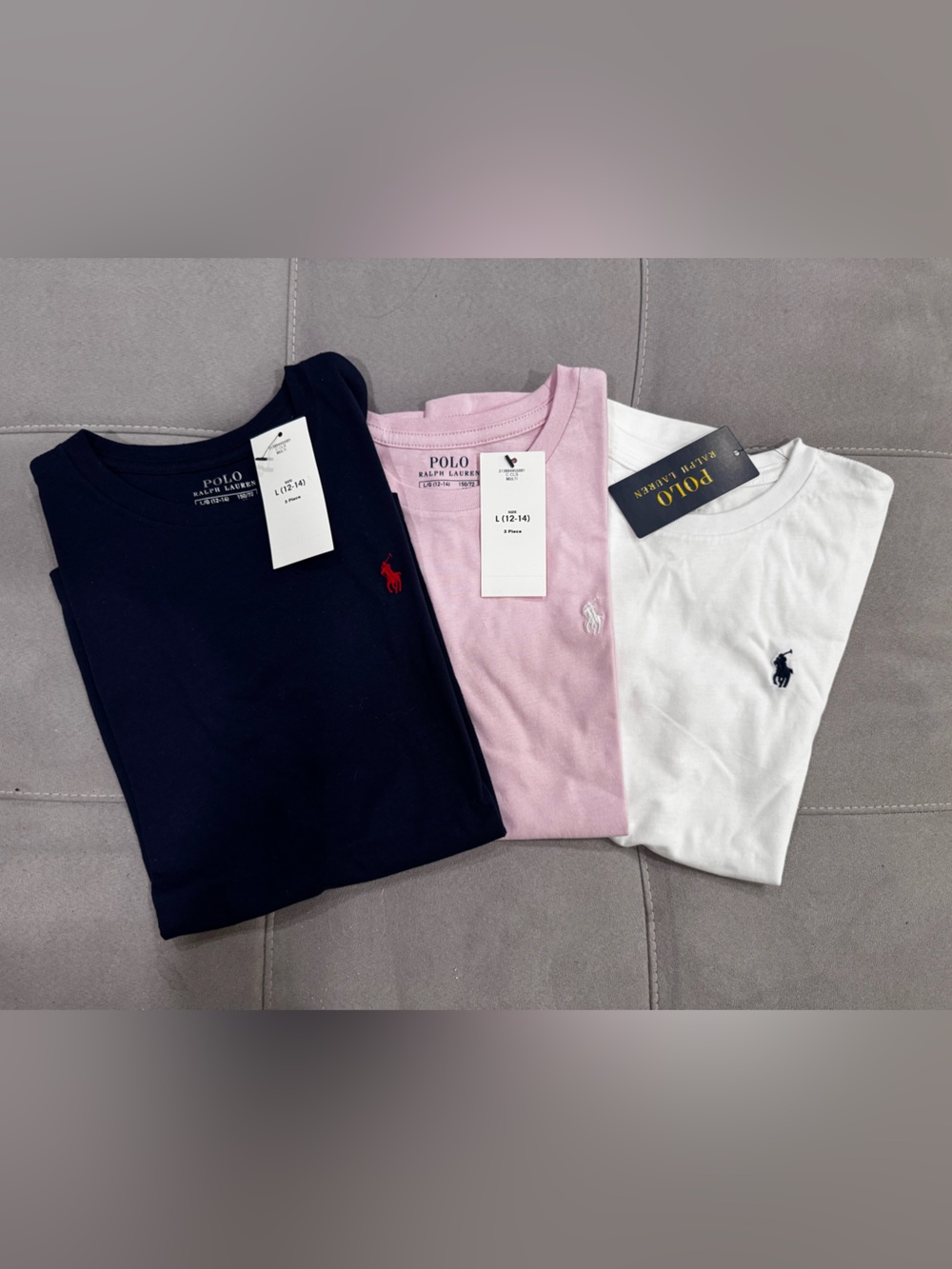 Polo Ralph Lauren Classic Crew Neck Tee Trio - Navy, Pink, White
